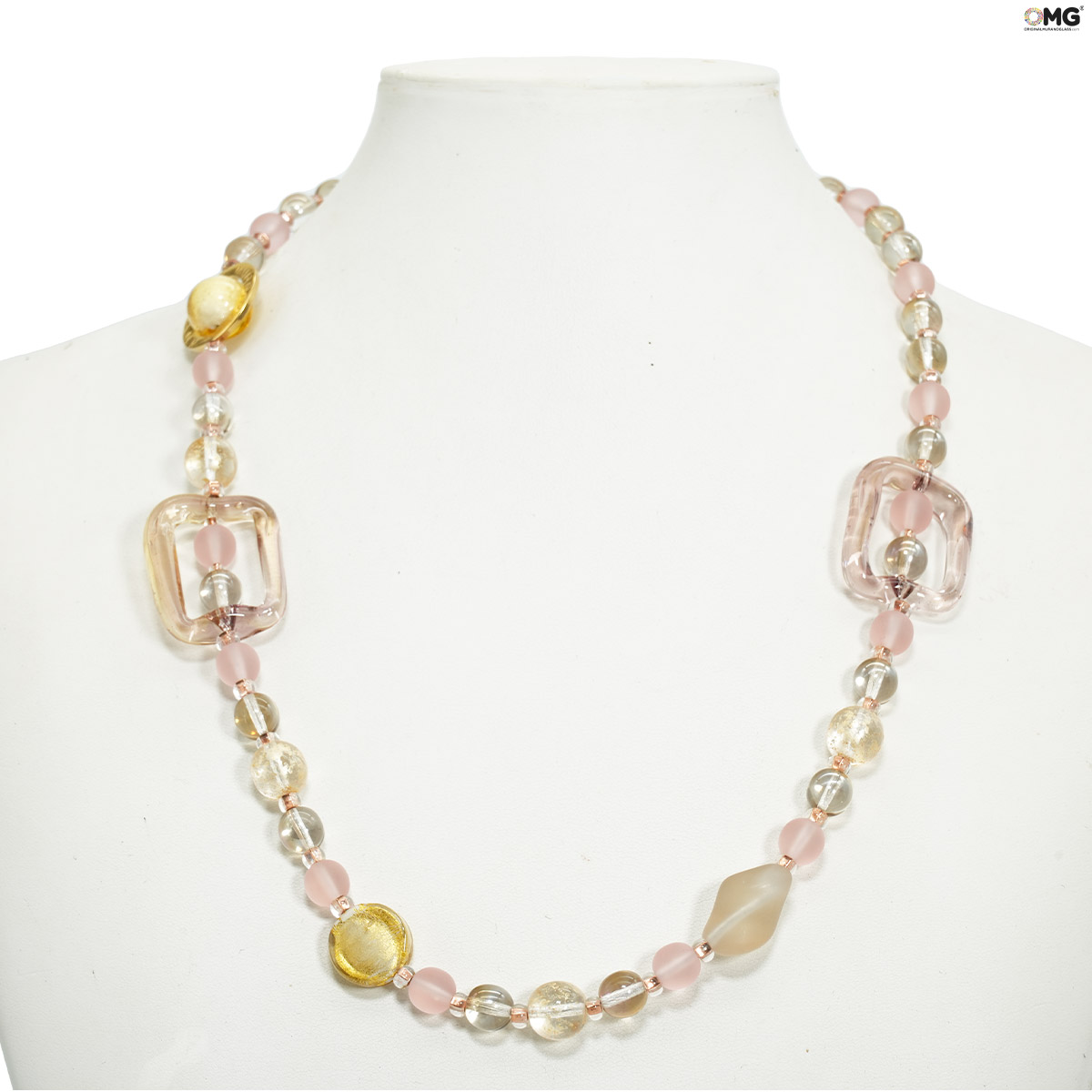 Necklace Riga - Pink and gold - Original Murano Glass OMG Necklace Riga - Pink and gold - Original Murano Glass OMG
