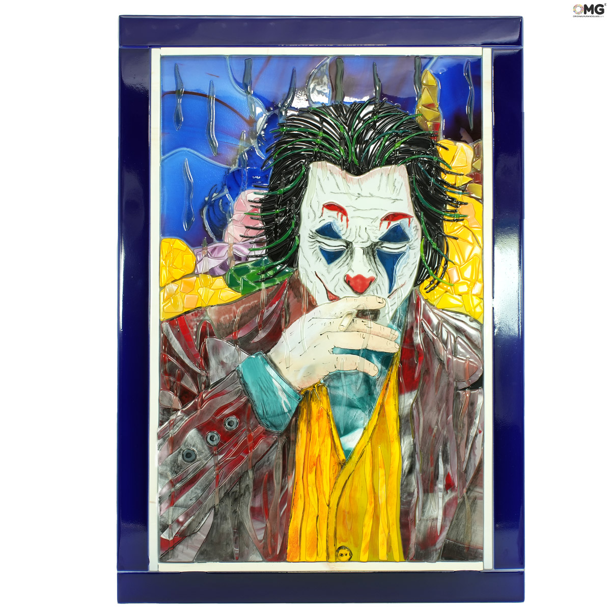 Quadri su Vetro di Murano: Joker - Opera d'arte esclusiva - Fatto a Mano