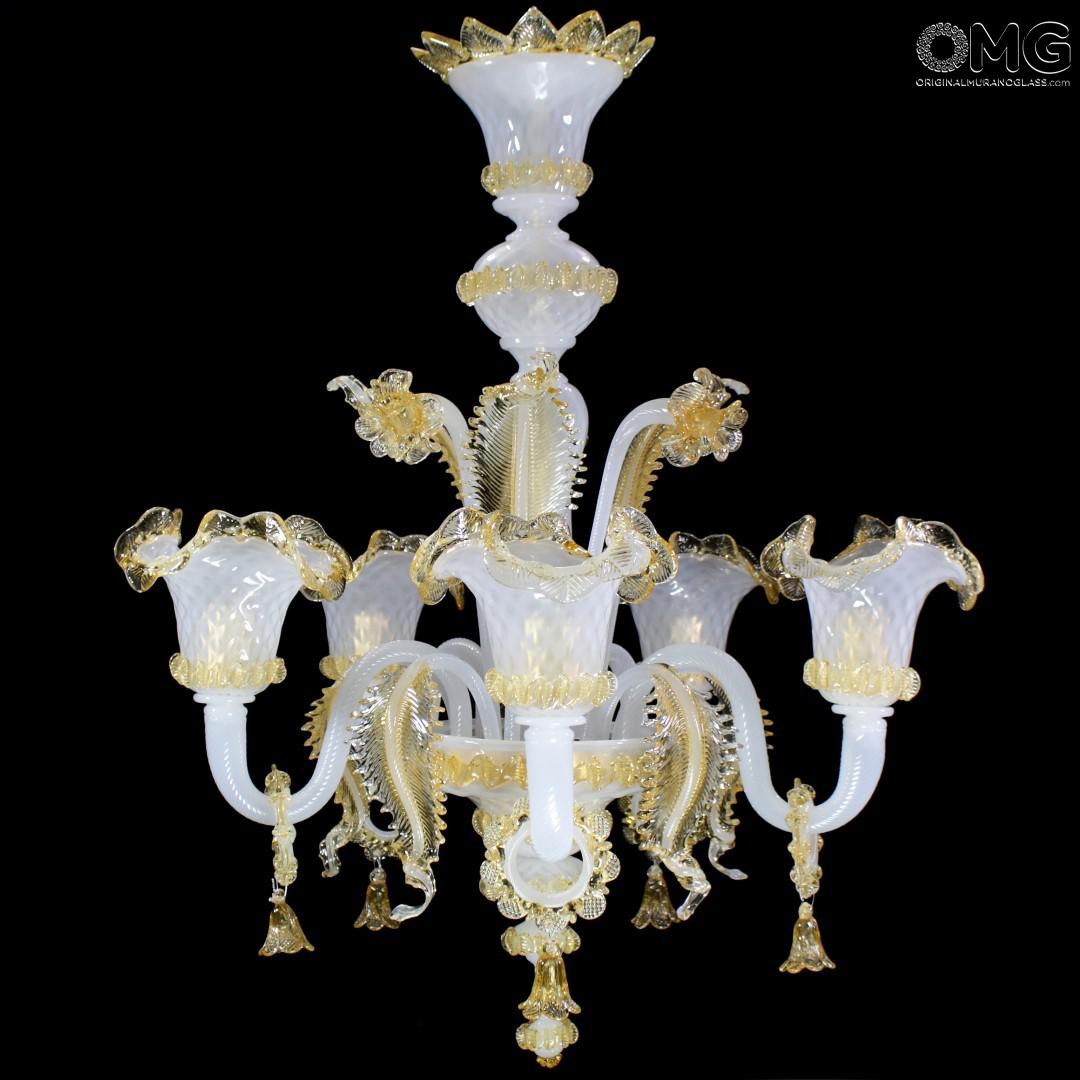 Lampadario elegante bianco medio vetro di murano Lampadario bianco murano