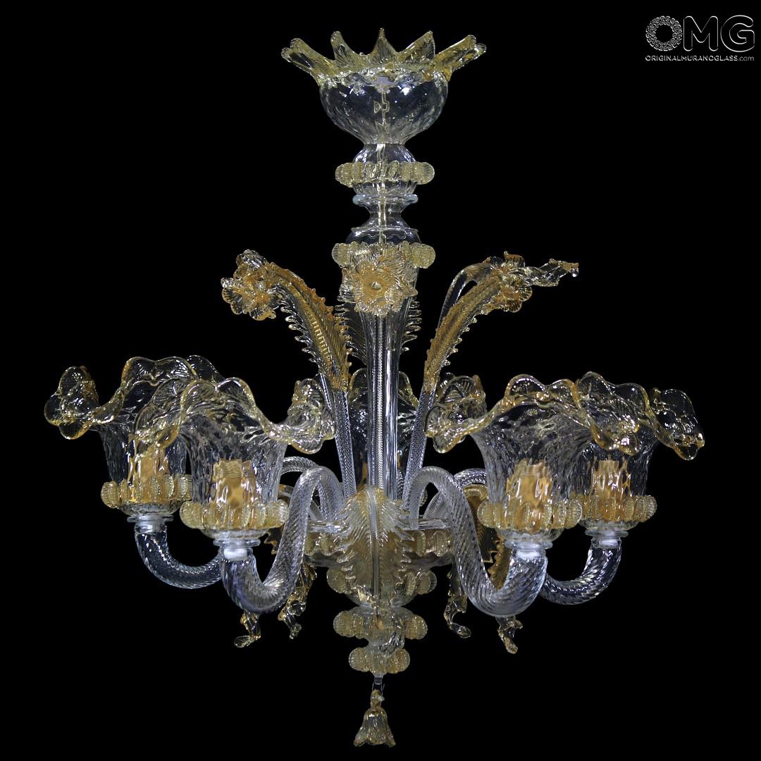 Chandelier Elegante Micro Amber Murano Glass