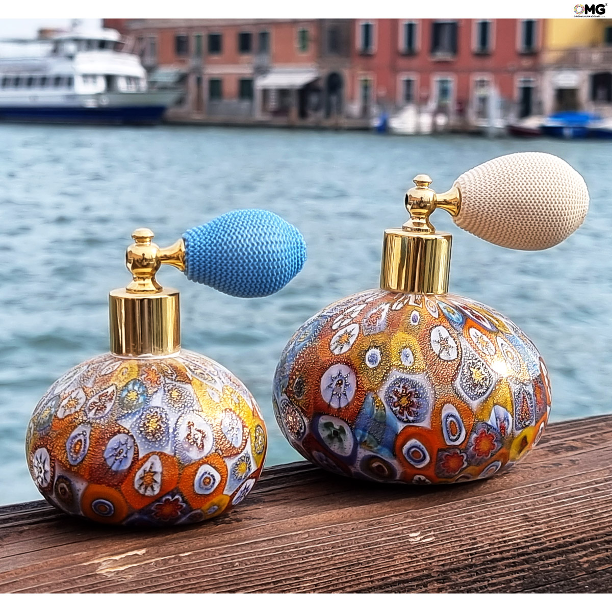 Bottle Perfume Atomizer - Millefiori and Gold Leaf - Original Murano Glass  OMG