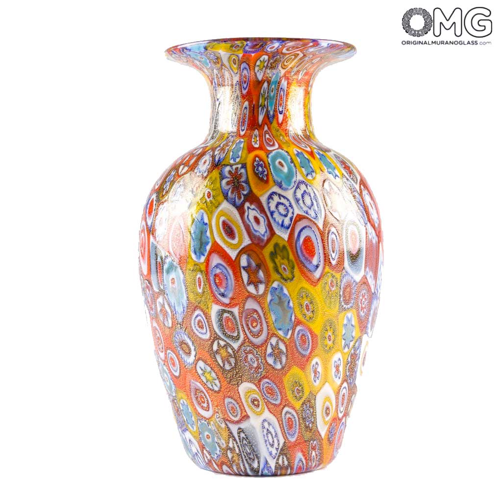 花瓶ミルフィオリカラフルミックス Origianlmurano Glass 花瓶ミルフィオリカラフルミックス Origianlmurano Glass