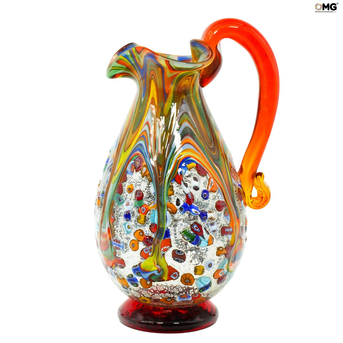 Glass Water Pitcher with Rich Gold Design - World Art Glass - Murano Glass  Gifts Co.