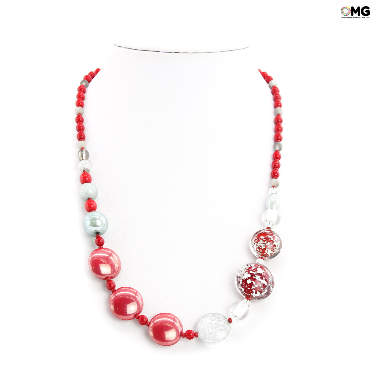 Necklaces in Original Murano Glass Necklace Boma silver and red