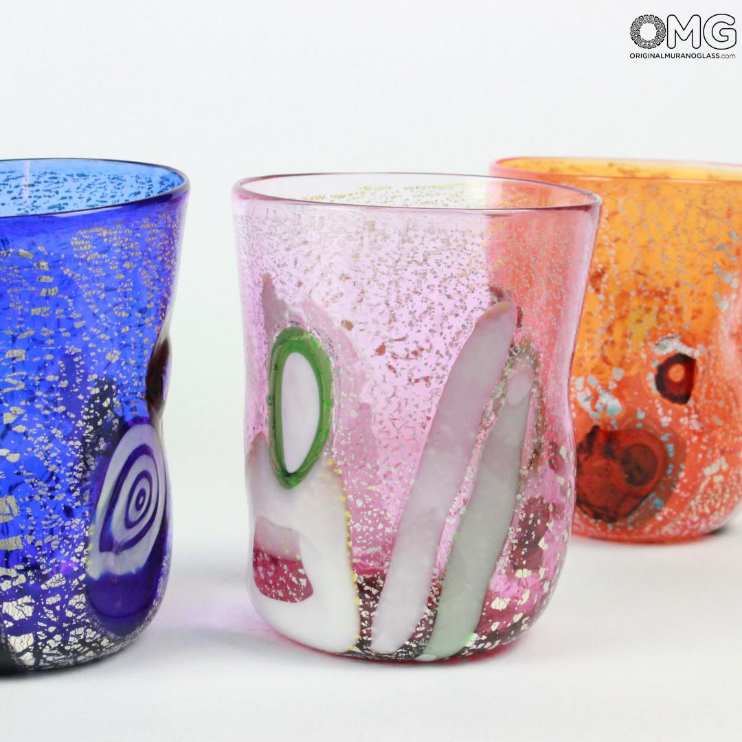 Murano Glass Colorful Striped Drinking Set