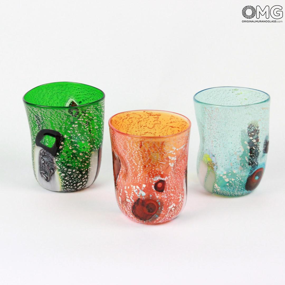 Murano Glass Colorful Striped Drinking Set