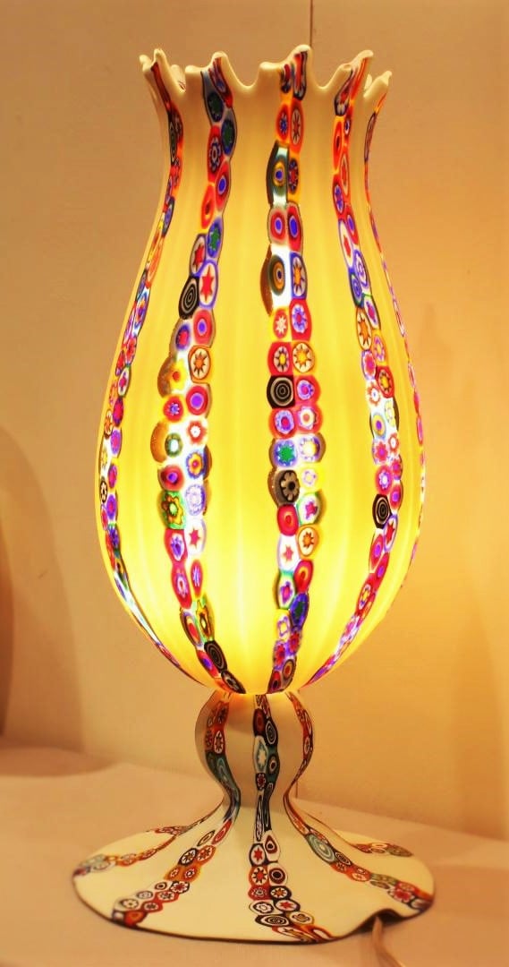 Table Lamp Millefiori Colourful Murano Glass