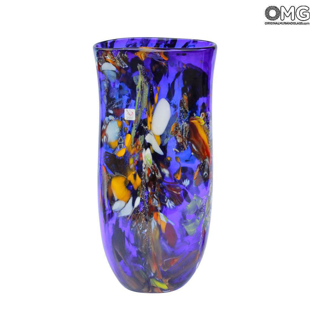 Vase Midnight Sun Multicolor Blue Murano Glass Vase