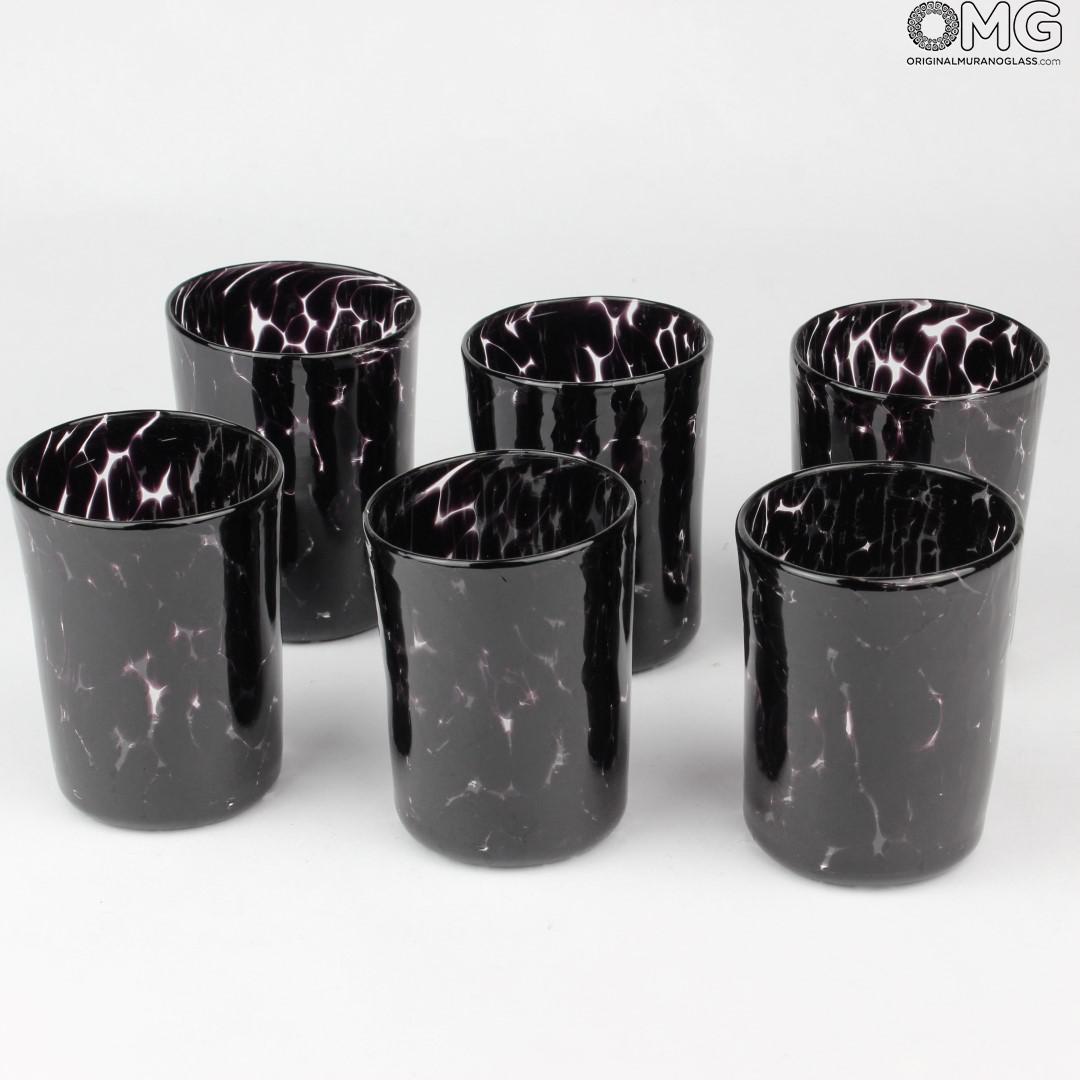 black drinking glasses
