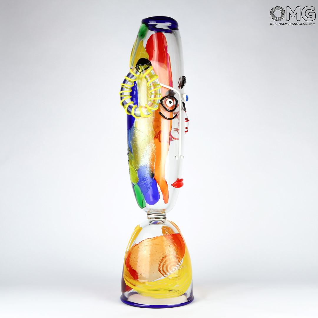 Vase Face Scultpture Picasso Tribute Original Murano Glass Omg