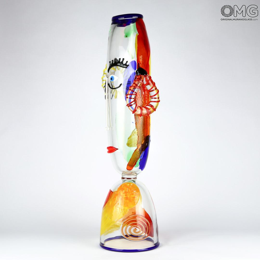 Vase Face Scultpture Picasso Tribute Original Murano Glass Omg