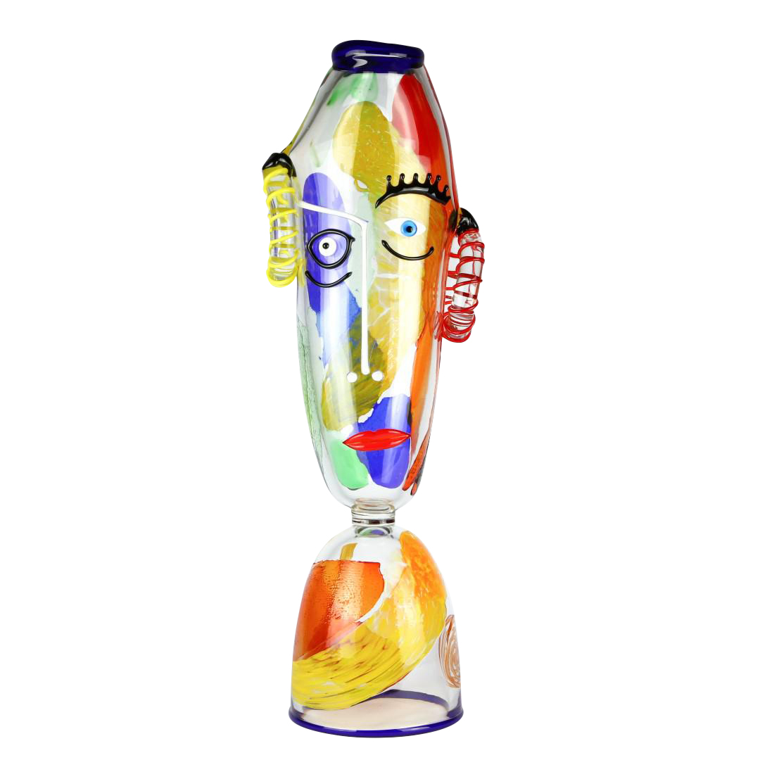 Vase Face Scultpture Picasso Tribute Original Murano Glass Omg