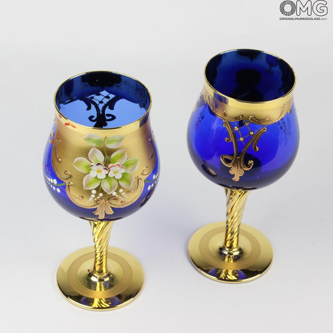 Set Of 2 Trefuochi Gles Blue You Me Original Murano Gl