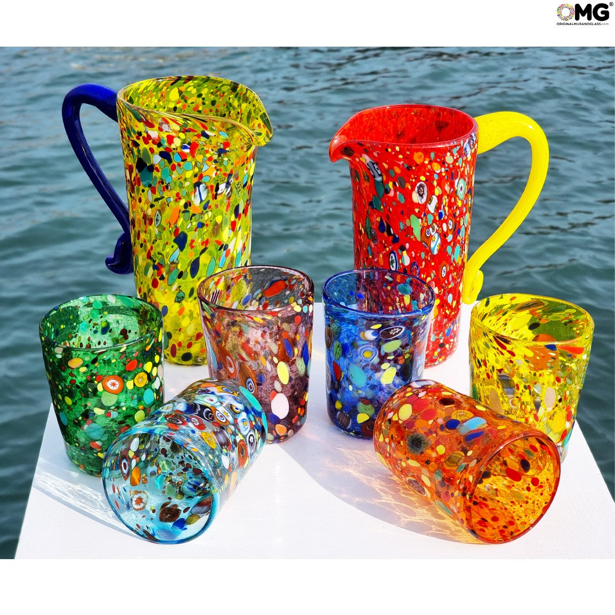 Pitcher Glass Mix Colors Glass Murano