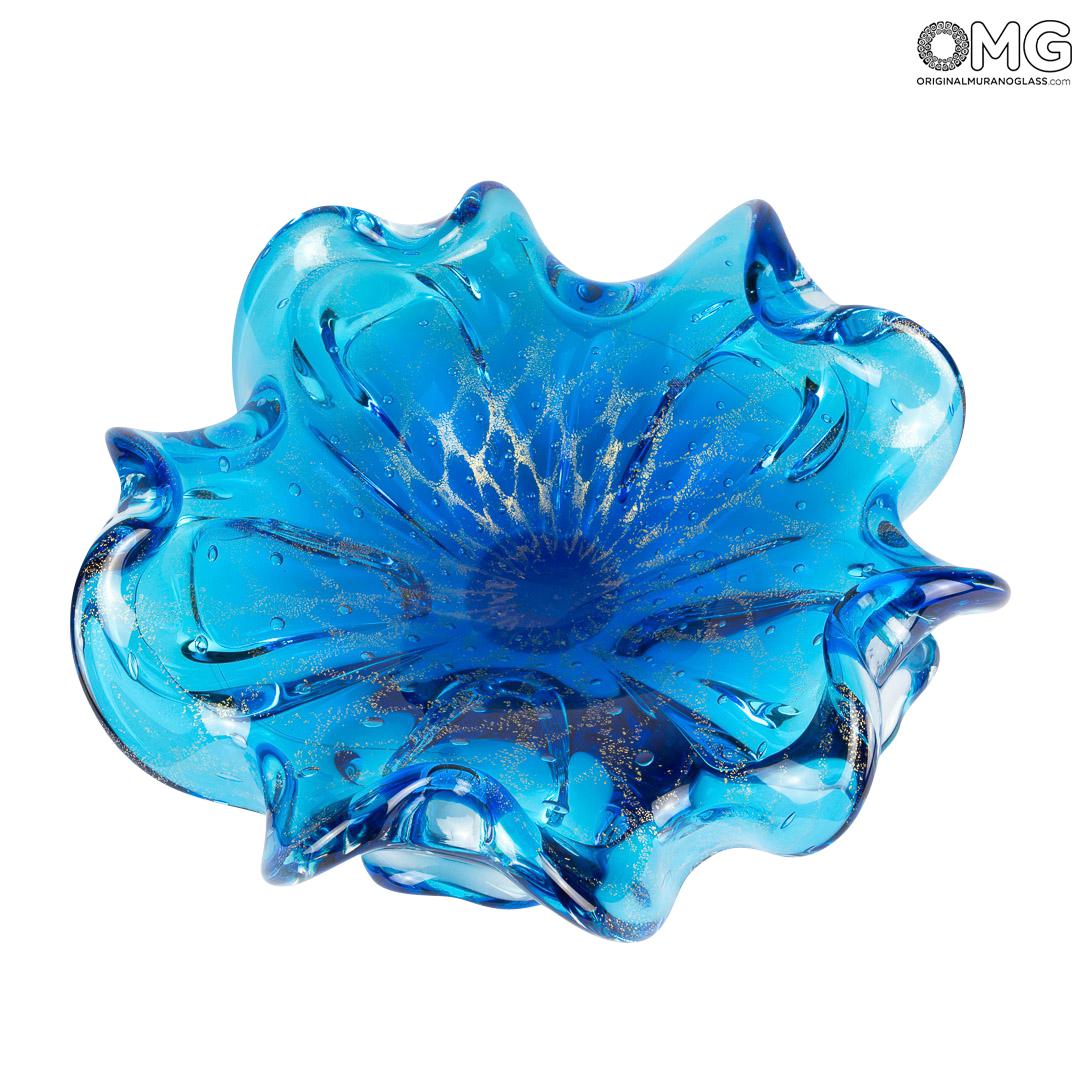 Flower Bowl Blue Original Murano Glass Omg