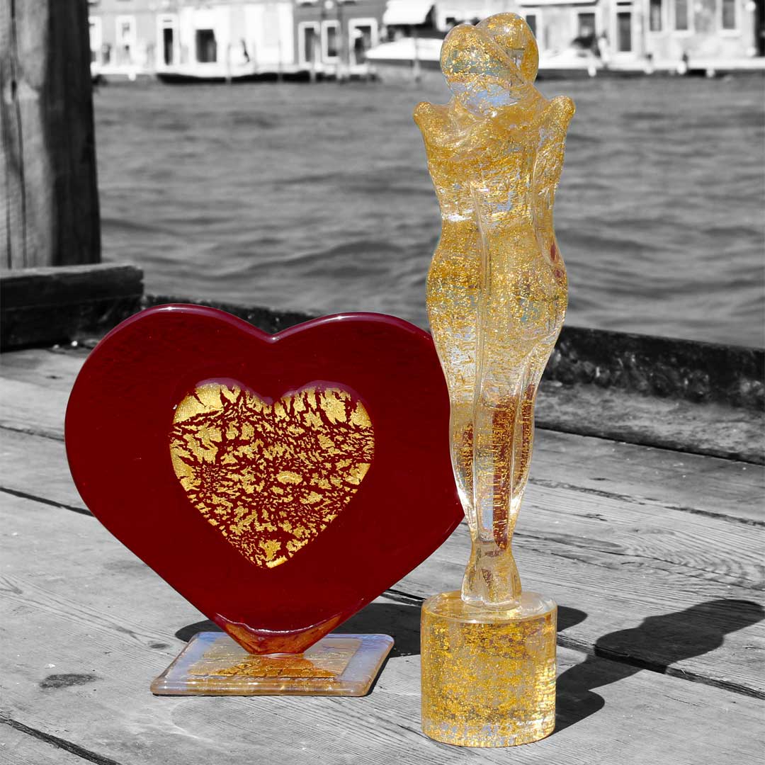 Murano Glass Heart Sculpture