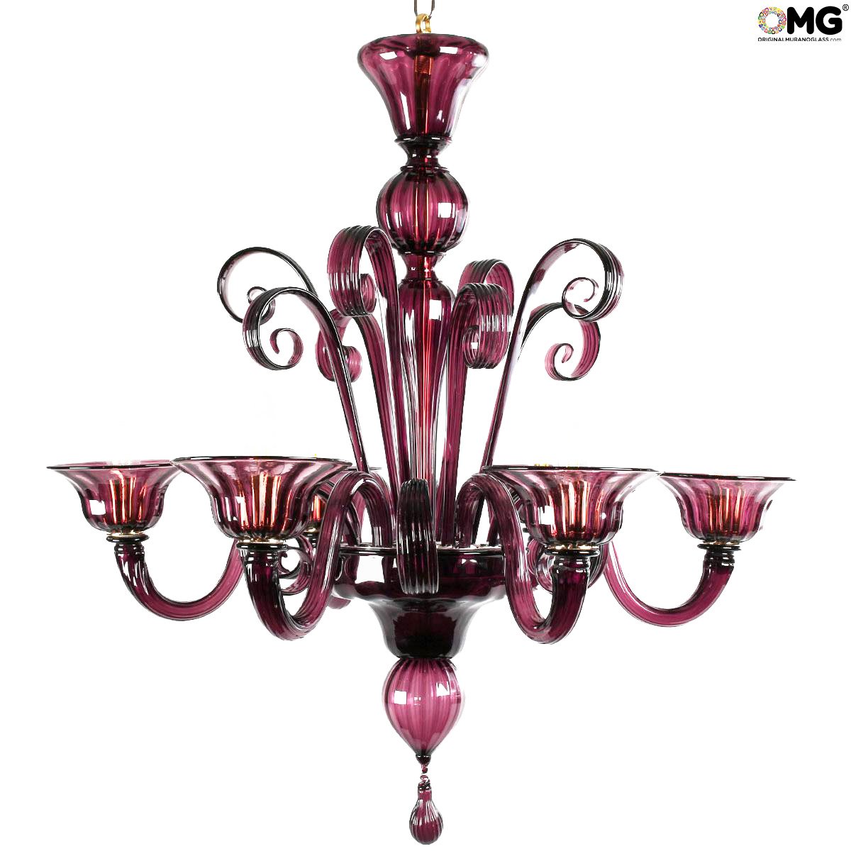 Purple glass chandelier discount