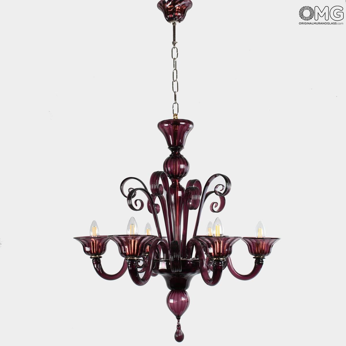 Purple glass chandelier discount