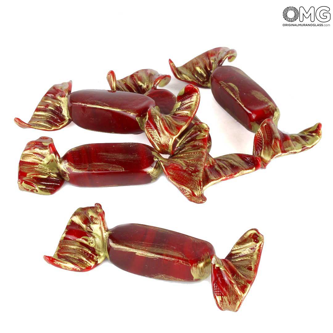 Sculture e Figurine - Oggettistica di arte in vetro - Collezioni: 5  caramelle - Rosse - vetro di Murano