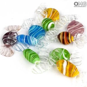 10 Stück venezianische Glassüßigkeiten - Mischfarben - Muranoglas