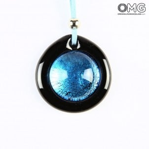 Колье - голубое круглое затопленное стекло - Orignal Murano Glass OMG Колье - голубое круглое затопленное стекло - Orignal Murano Glass OMG