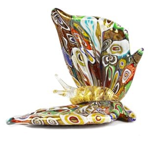 Figura mariposa en Murrine Millelfiori y Oro - Animales - Cristal de Murano original OMG