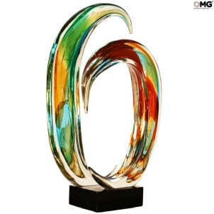 マルチカラー ウェーブ - 彫刻 - オリジナル ムラノ グラス OMG