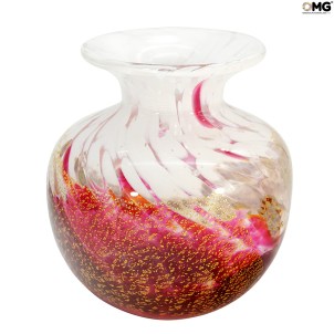 Adriático - vaso rosa e dourado - Vidro de Murano Original OMG
