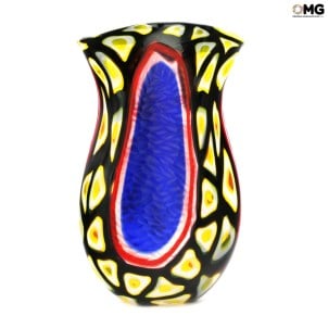 Florero multicolor piel de serpiente - Battuto - Florero soplado - Cristal de Murano original