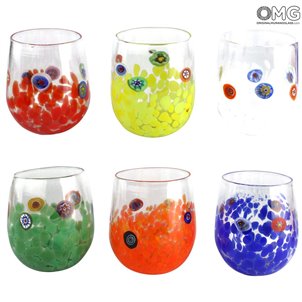 Set of 6 Drinking glasses - Allegro - Original Murano Glass