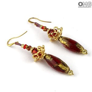 Earrings Aurelia - Red - Original Murano Glass OMG