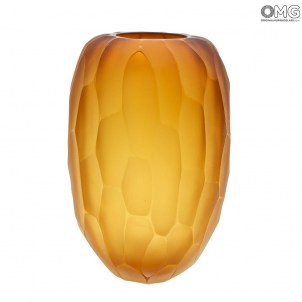 Battuto Amber - Geblasene Vase - Original Murano Glas