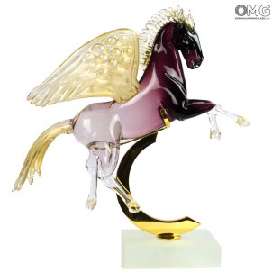 Amethyst Pegasus - Skulptur aus originalem Muranoglas OMG
