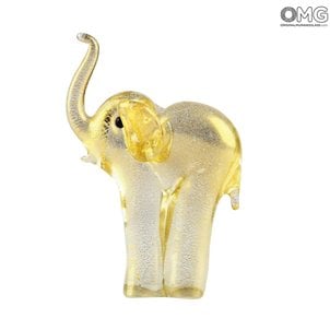 大象雕像-純金-原裝Murano玻璃OMG