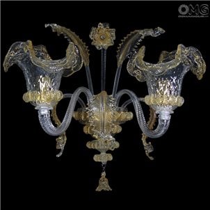 Sconce Wall Lamp Elegante - Ambra - Murano Glass - 2 lights