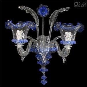 Candeeiro de parede elegante - azul - vidro de Murano - 2 luzes