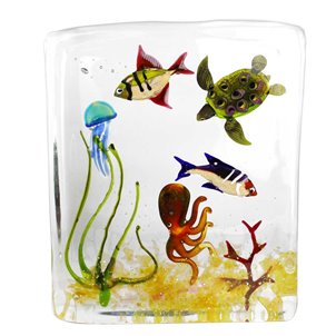 Aquarium Sculpture With Tropical Fish Original Murano Glass Omg