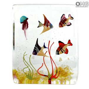 Escultura de Aquário - com Peixes Tropicais - Vidro Murano Original OMG
