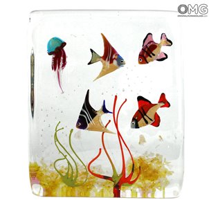 Sculpture d'aquarium - avec poissons tropicaux - Verre de Murano original OMG Sculpture d'aquarium - avec poissons tropicaux - Verre de Murano original OMG