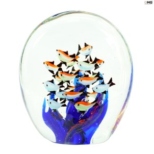 منحوتة حوض السمك - أسماك استوائية - زجاج مورانو الأصلي OMG