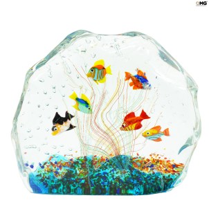 水族館の彫刻 - 地中海の魚 - オリジナルムラノガラス OMG