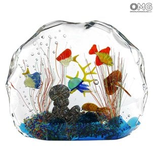 Sommerso art glass fish aquarium sculptured paperweight
