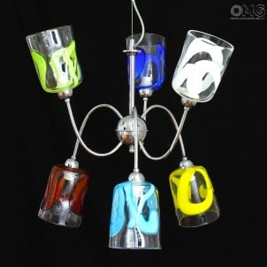 Chagall  Chandelier - Hanging Lamp 6 lights - Original Murano Glass