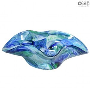 Deep Blue - Herzstück Schale Sombrero - Original Muranoglas