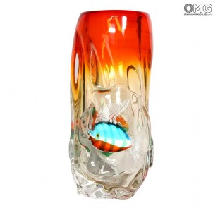 Fishes Vase Rot - Venezianische Vase - Original Muranoglas Fishes Vase Rot - Venezianische Vase - Original Muranoglas