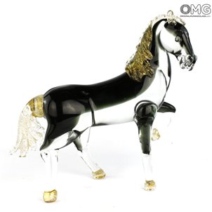 Royal Horse - Black and Gold - Original Murano Glass OMG Royal Horse - Black and Gold - Original Murano Glass OMG