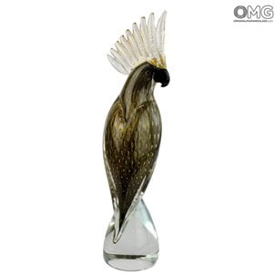 Black Parrot - Escultura de vidrio - Vidrio de Murano original OMG