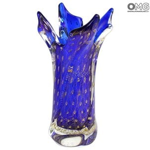 Fashion 60s Flower Vase - Blue Venetian Glass Murano OMG®