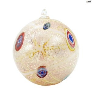 كرة الكريسماس - الخيال Millefiori الوردي - زجاج مورانو الأصلي OMG
