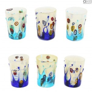 Juego de vasos Deep Sea - Vasos con plata - Cristal de Murano original OMG